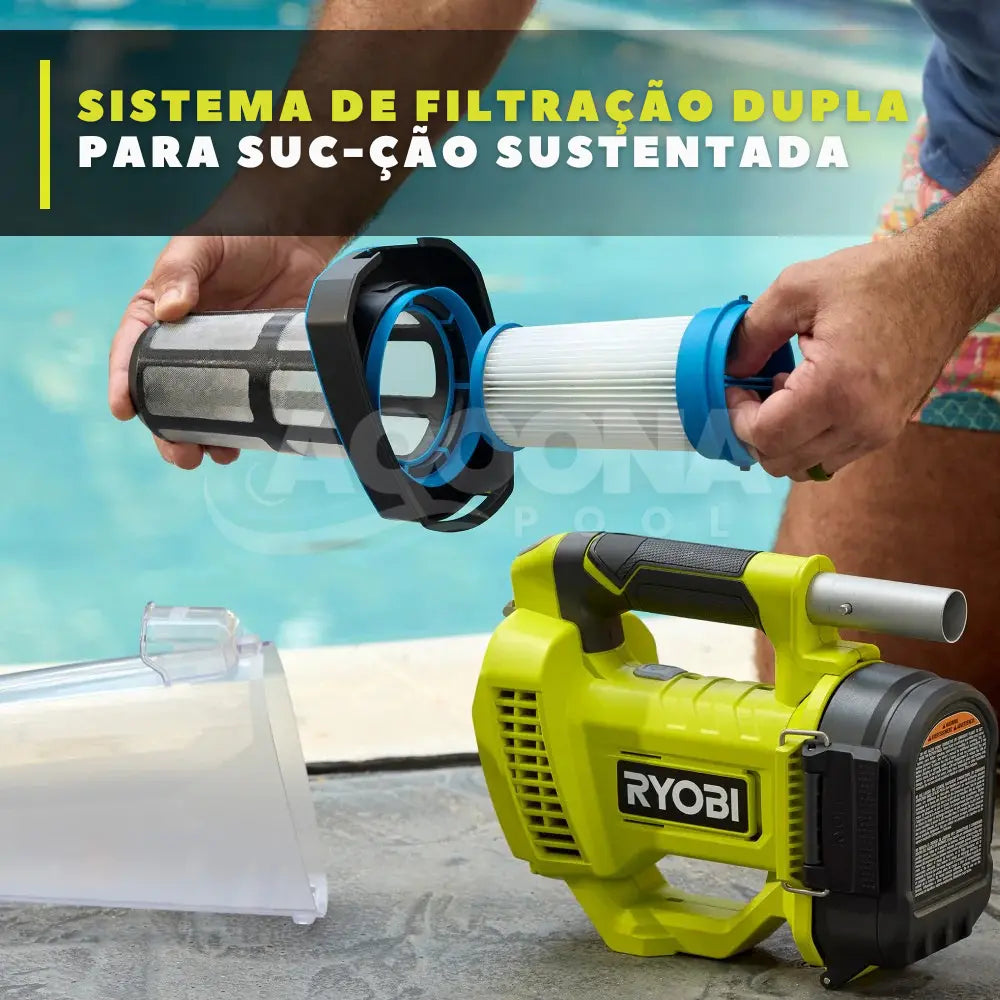 Aspirador de Piscina Sem Fio 24V/90W - RYOBI ONE PLUS - BIVOLT 110/220
