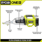 Aspirador de Piscina Sem Fio 24V/90W - RYOBI ONE PLUS - BIVOLT 110/220